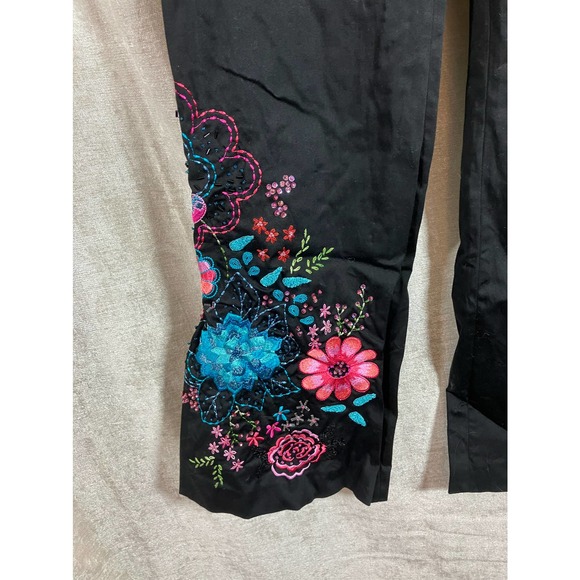 Cache Floral Embroidered Pants Size 6 - Picture 3 of 6